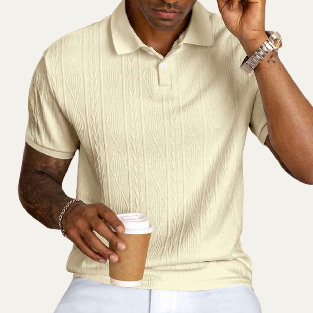 The Ridgebrook Men’s Textured Button-Up Casual Polo Shirt