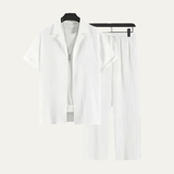 The Dervio Men’s Linen Two Piece Set – Lightweight Button-Up Shirt & Relaxed Trousers