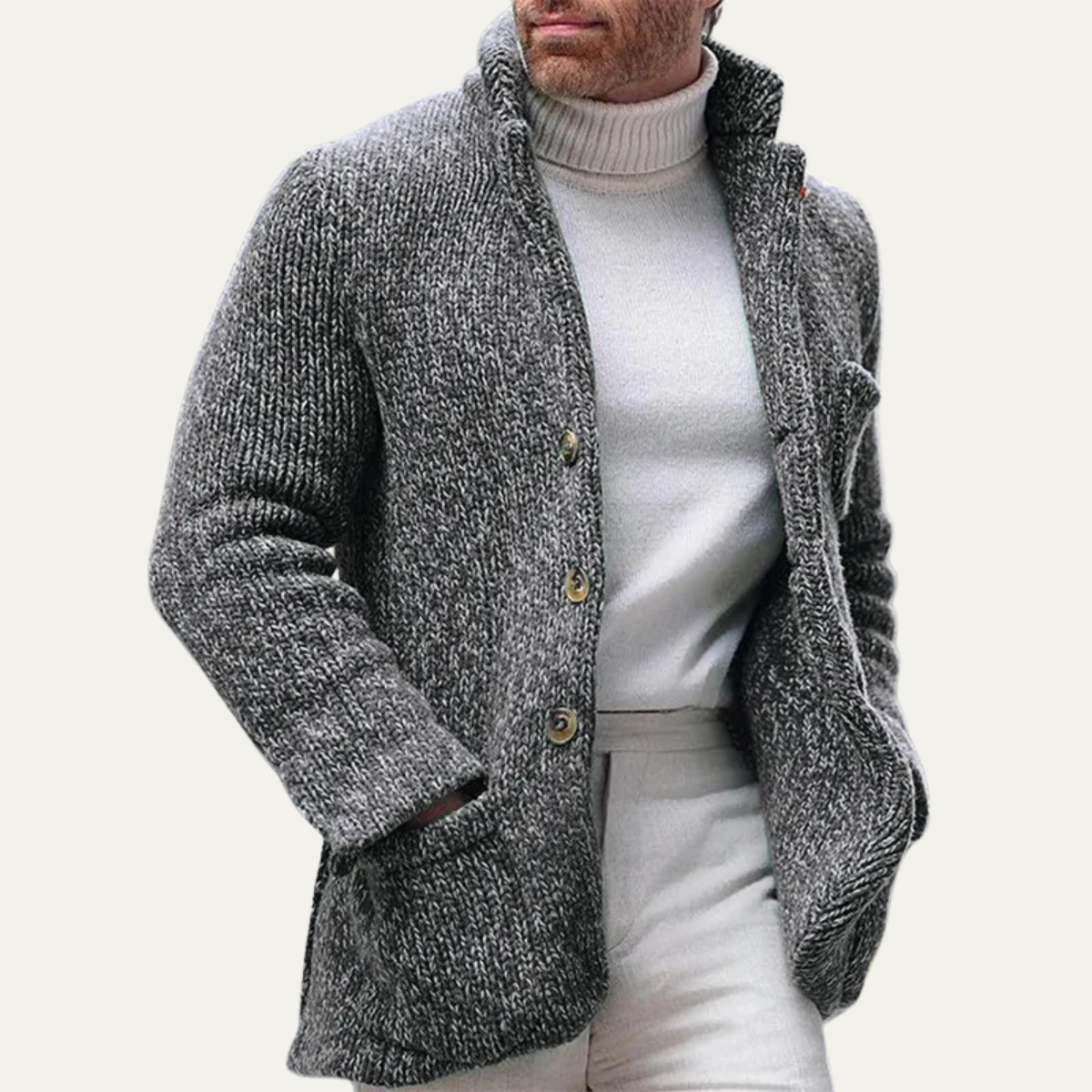 The Pemberton Men's Smart Casual Button-Up Winter Knitted Cardigan