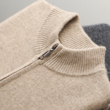 The Maplecrest Men's Merino Mock Neck Cashmere Zip-Up Cardigan