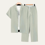 The Dervio Men’s Linen Two Piece Set – Lightweight Button-Up Shirt & Relaxed Trousers