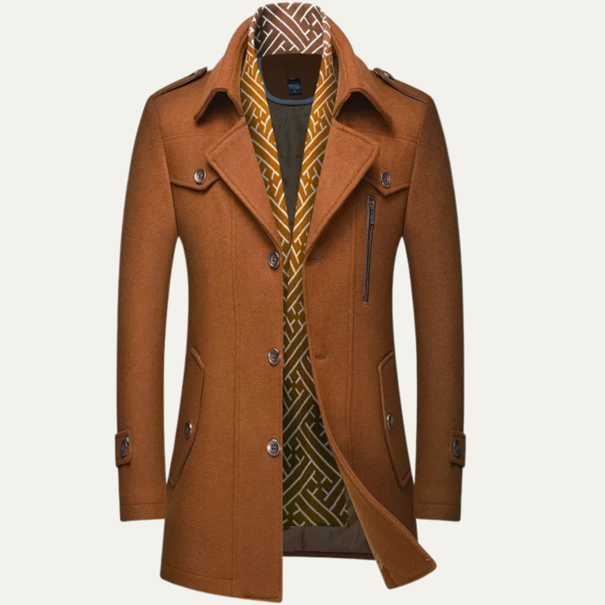 The Siena Men’s Wool Blend Long Trench Coat with Lapel Collar