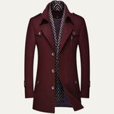 The Siena Men’s Wool Blend Long Trench Coat with Lapel Collar