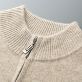 The Maplecrest Men's Merino Mock Neck Cashmere Zip-Up Cardigan