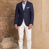 The Viareggio Men’s Two Piece Suit – Notch Lapel Single Breasted Jacket with White Trousers