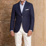The Viareggio Men’s Two Piece Suit – Notch Lapel Single Breasted Jacket with White Trousers