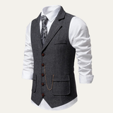 The Braga Men’s Tweed Pocket Suit Vest with Chain