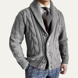The Verona Men’s Warm Button-Up Cable Knit Shawl Collar Cardigan