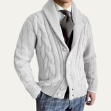 The Verona Men’s Warm Button-Up Cable Knit Shawl Collar Cardigan