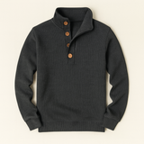 The Waldorf Men’s Grey Luxury Button Neck Knit Sweater