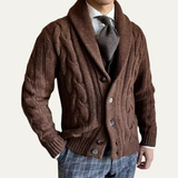 The Verona Men’s Warm Button-Up Cable Knit Shawl Collar Cardigan