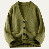 The Amarone Men’s Soft V Neck Button Up Knit Sweater