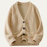 The Amarone Men’s Soft V Neck Button Up Knit Sweater