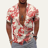The Maple Gate Men’s Holiday Tropical Coconut Print Hawaiian Beach Shirt