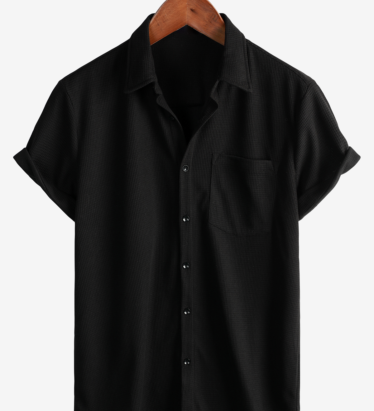 Men's Casual Waffle Short Sleeve Button Up Summer Loose Fit Beach Shirt