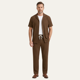 The Dervio Men’s Linen Two Piece Set – Lightweight Button-Up Shirt & Relaxed Trousers