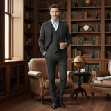 The Norwood Men’s Tweed 3 Piece Suit – Slim Fit Herringbone Jacket, Waistcoat & Trousers