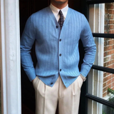 The Venice Men’s Smart Casual Button-Up Knit Ribbed Cardigan