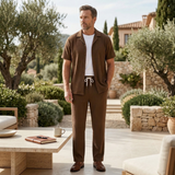 The Dervio Men’s Linen Two Piece Set – Lightweight Button-Up Shirt & Relaxed Trousers