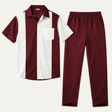 The Montepulciano Men’s Casual Striped 2 Piece Outfit Set – Shirt and Trousers