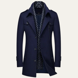 The Siena Men’s Wool Blend Long Trench Coat with Lapel Collar