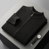 The Maplecrest Men's Merino Mock Neck Cashmere Zip-Up Cardigan