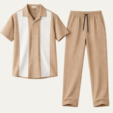 The Chianti Men’s Trendy Striped 2 Piece Outfit Set – Shirt and Trousers