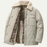 The Lacco Ameno Men’s Fur Lined Quilted Winter Jacket with Sherpa Collar