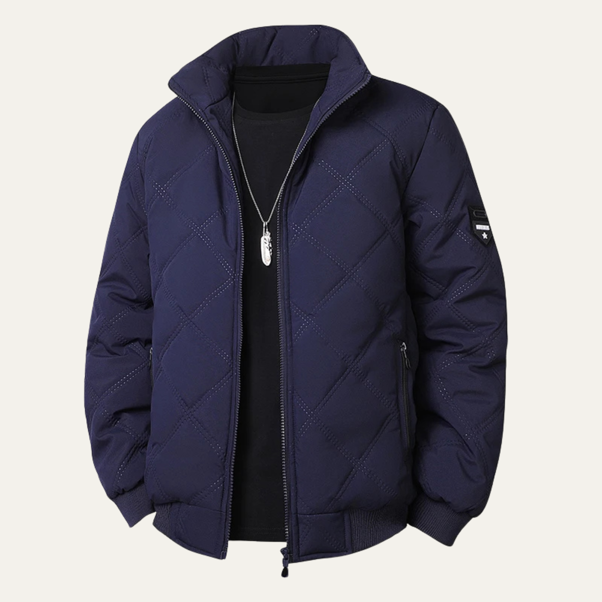 The Alassio Men’s Thick Warm Stand Collar Fleece Lined Quilted Jacket