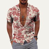 The Maple Gate Men’s Holiday Tropical Coconut Print Hawaiian Beach Shirt