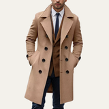 The Prescott Men’s Double Breasted Long Trench Coat – Winter Wool Blend Overcoat