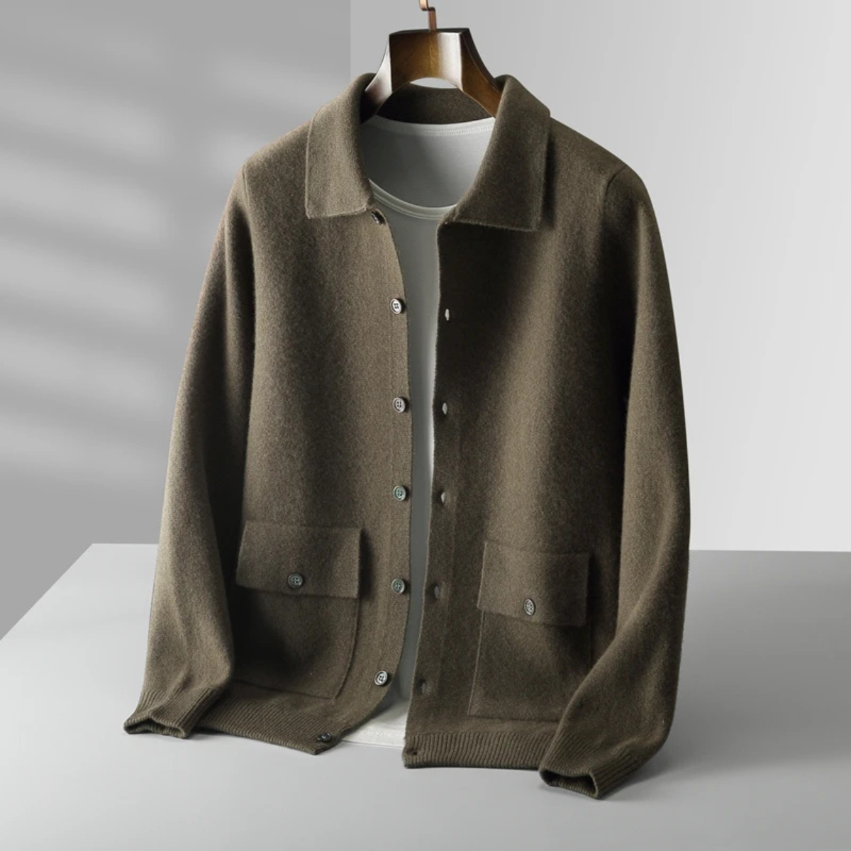The Whitestone Cardigan – Men's 100% Merino Wool Knit Cardigan