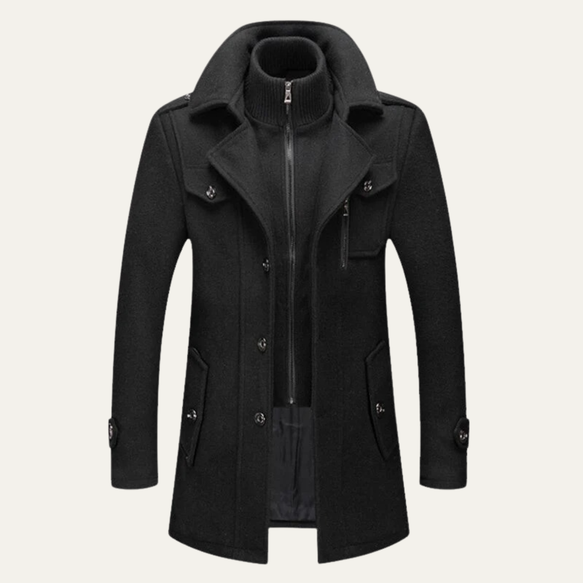 The Amersham Men's Smart Winter Trench Coat with Stand Collar