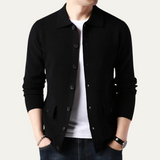 The Skye Men’s Knit Button Front Cardigan with Turn Down Collar