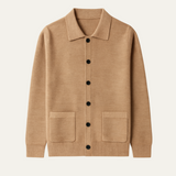The Skye Men’s Knit Button Front Cardigan with Turn Down Collar