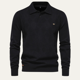 The Hebrides Men’s Casual Diamond Pattern Knit Polo Sweater