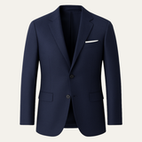 The Bellano Men’s Navy Blue Blazer Suit Set – Two Piece Notch Lapel Slim Fit Blazer with White Trousers