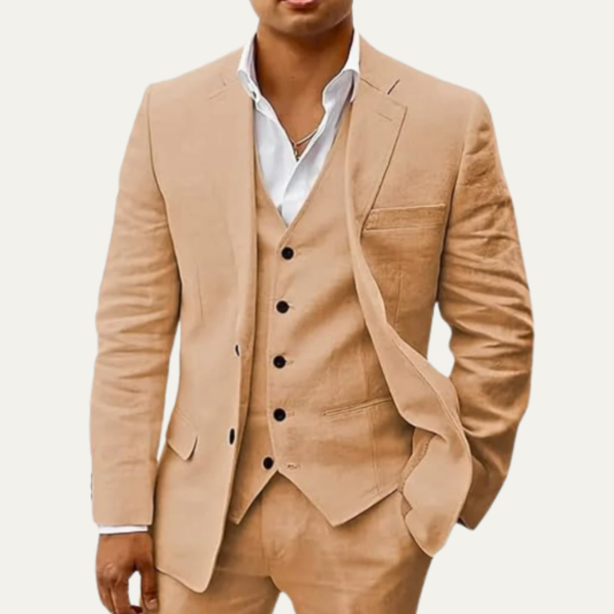 The Oakridge Men’s 3 Piece Fabric Suit – Classic Breathable Summer Set