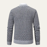 The Bibbona Men’s Knitted Diamond Pattern Zip Up Cardigan