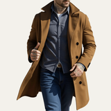 The Arezzo Men's Trendy Wool Double Breasted Long Coat
