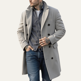 The Arezzo Men's Trendy Wool Double Breasted Long Coat