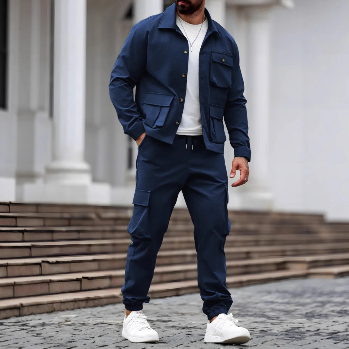 The Ravenna Men’s Casual Utility Cargo Set – Jacket and Trousers