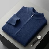 The Maplecrest Men's Merino Mock Neck Cashmere Zip-Up Cardigan