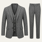 The Norwood Men’s Tweed 3 Piece Suit – Slim Fit Herringbone Jacket, Waistcoat & Trousers
