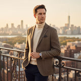 The Gravedona Men’s Office Herringbone Single Breasted Wool Tweed Blazer Jacket