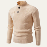 The Westgate Men’s Stand Collar Knit Sweater with Button Detail