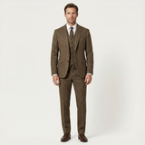 The Norwood Men’s Tweed 3 Piece Suit – Slim Fit Herringbone Jacket, Waistcoat & Trousers
