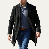 The Arezzo Men's Trendy Wool Double Breasted Long Coat