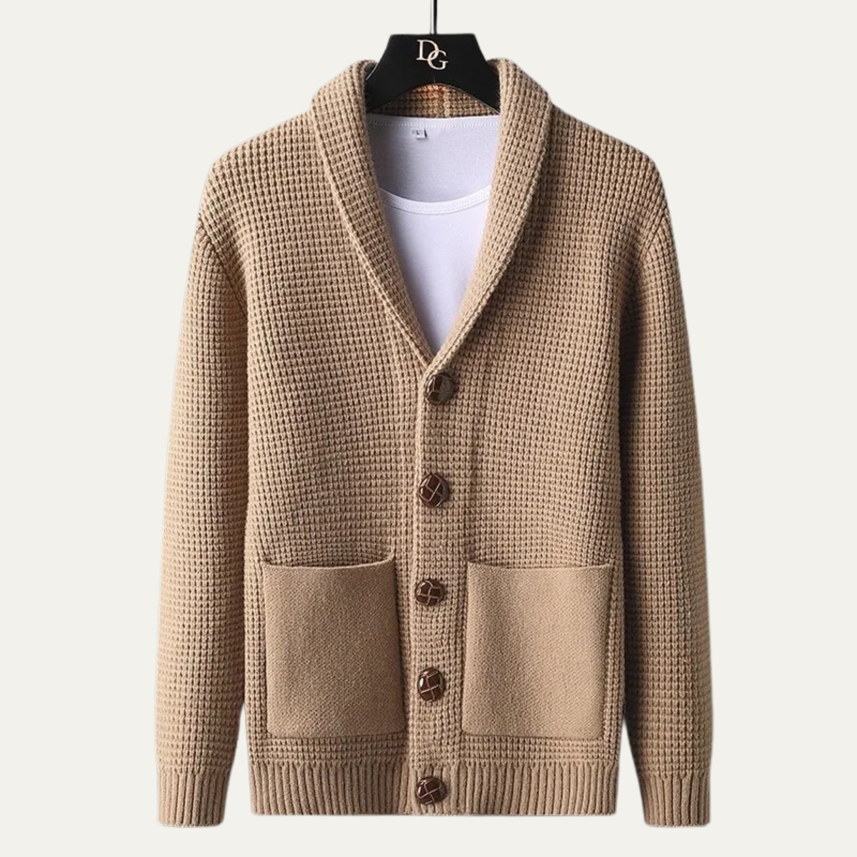 The Parisian Men's Thick Knit Shawl Collar Button-Up Cardigan