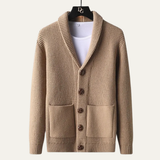 The Parisian Men's Thick Knit Shawl Collar Button-Up Cardigan